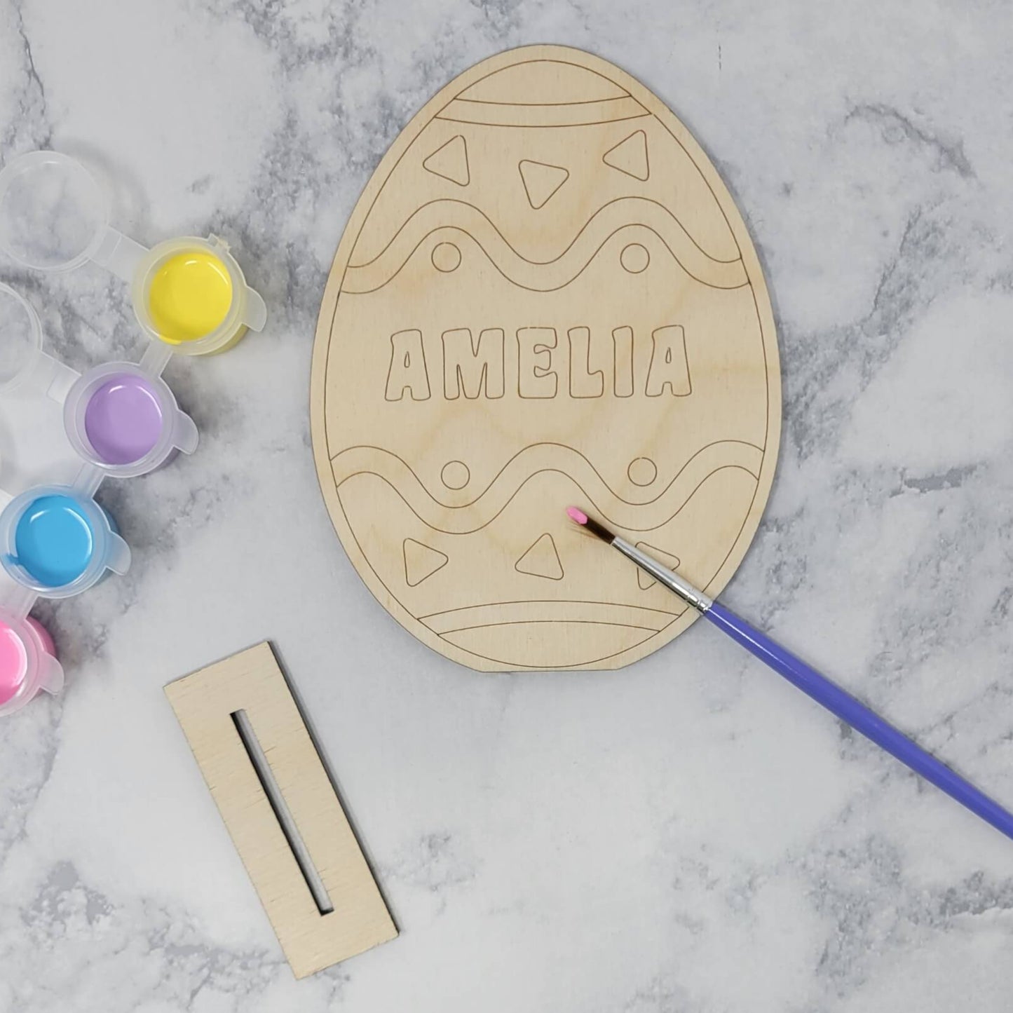 Easter Egg DIY Paint Kit with Name with paint on brush