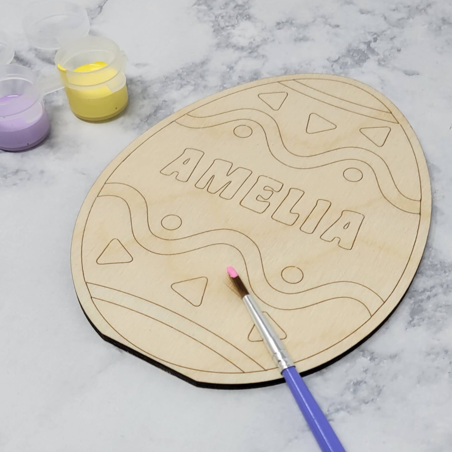 Easter Egg DIY Paint Kit with Name with paint on brush