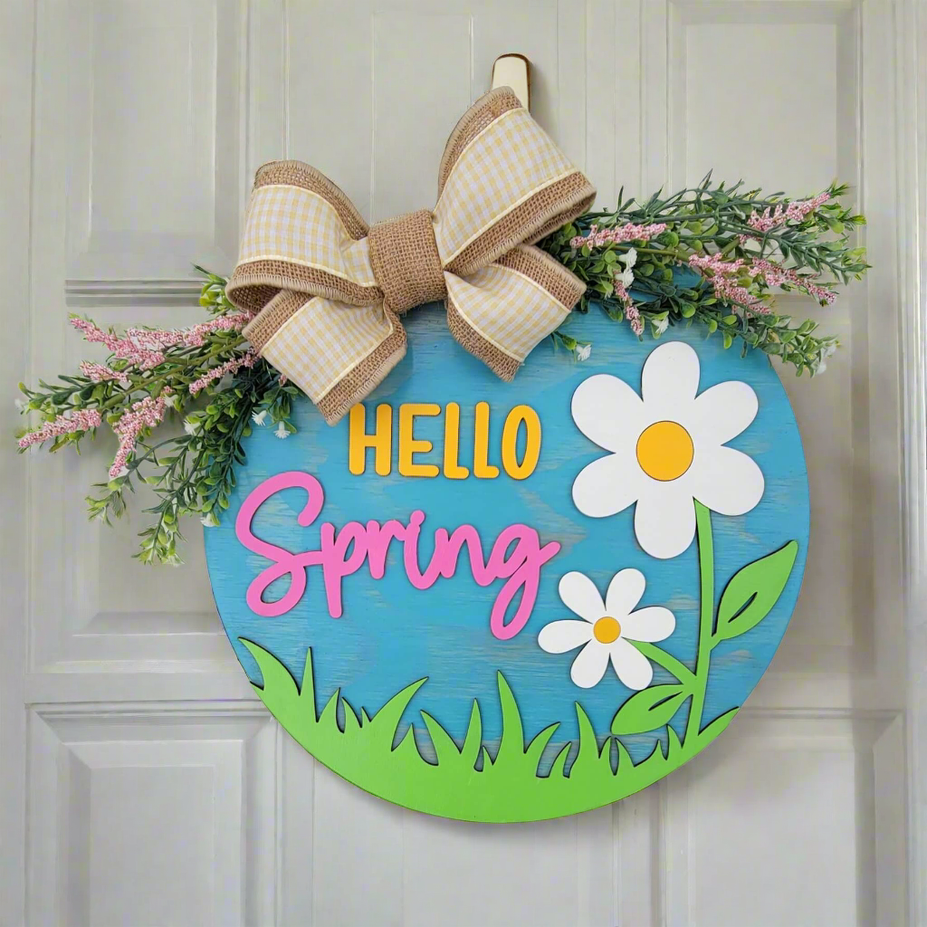 Hello Spring Flower Door Hanger