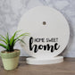 home sweet home white wood round tabletop sign