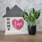 White Double-Sided Home House-Shaped Wood Interchangeable Sign 9.5" x 10"