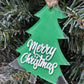 Merry Christmas green tree clear acrylic back painted ornament