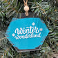 winter wonderland clear acrylic back-painted ornament hanging on christmas tree