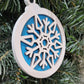 blue and white wooden snowflake double layer ornament for christmas