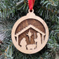 round double layer nativity scene wood ornament