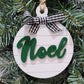 white round shiplap lined noel christmas ornament