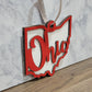 red and white ohio shaped double layered christmas ornament