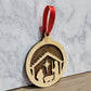 round double layer nativity scene wood ornament