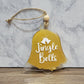 jingle bells metallic gold bell shaped clear acrylic back painted ornament