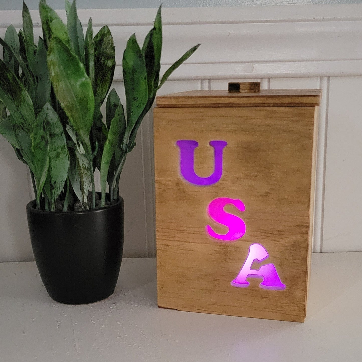 Golden Oak USA Light Box with light on