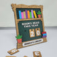 book shelf sign that says books read this year with interchangeable numbers
