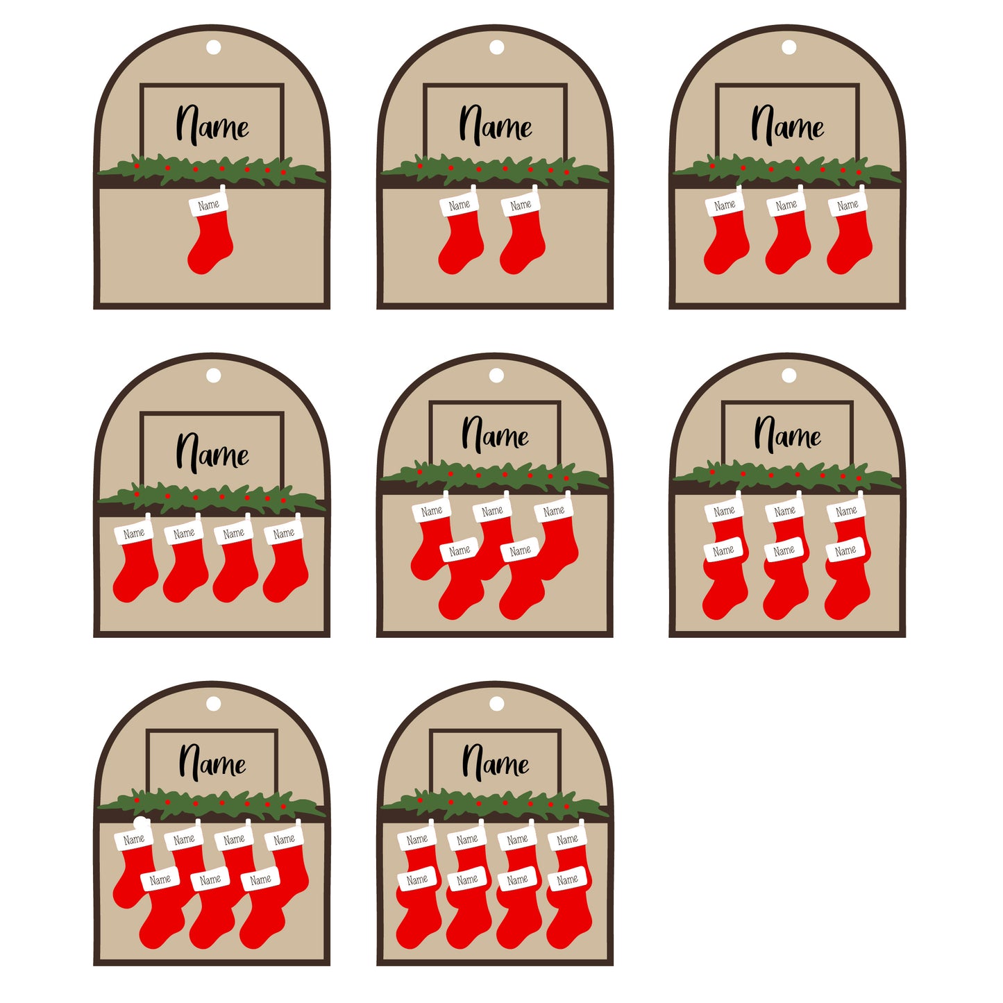 Personalized Family Christmas Stocking Ornament – Add your Last Name & up to 8 Family Names