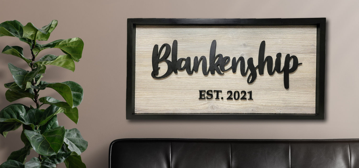 Blankenship Last Name Sign in Living Room Handmade