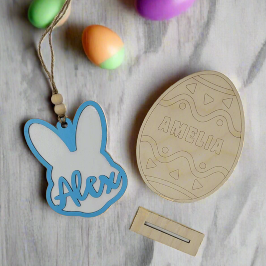 Easter Bunny Name Tag for Easter Basket and Egg DIY paint kit bundle lifestyle