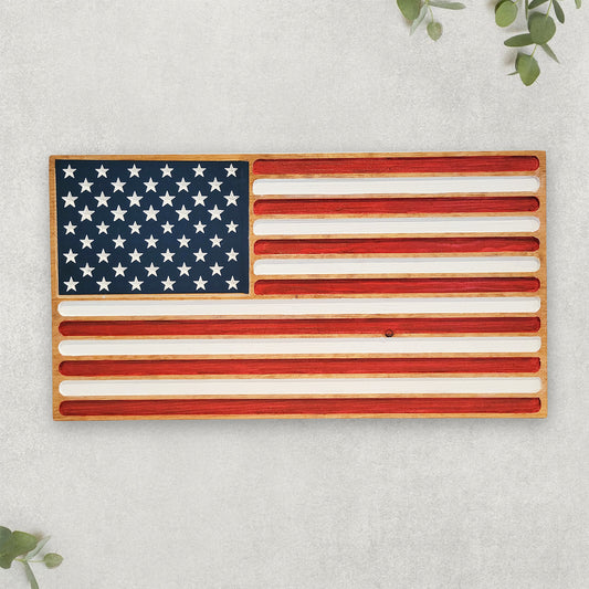 Golden Oak Wooden Handmade Carved Flag