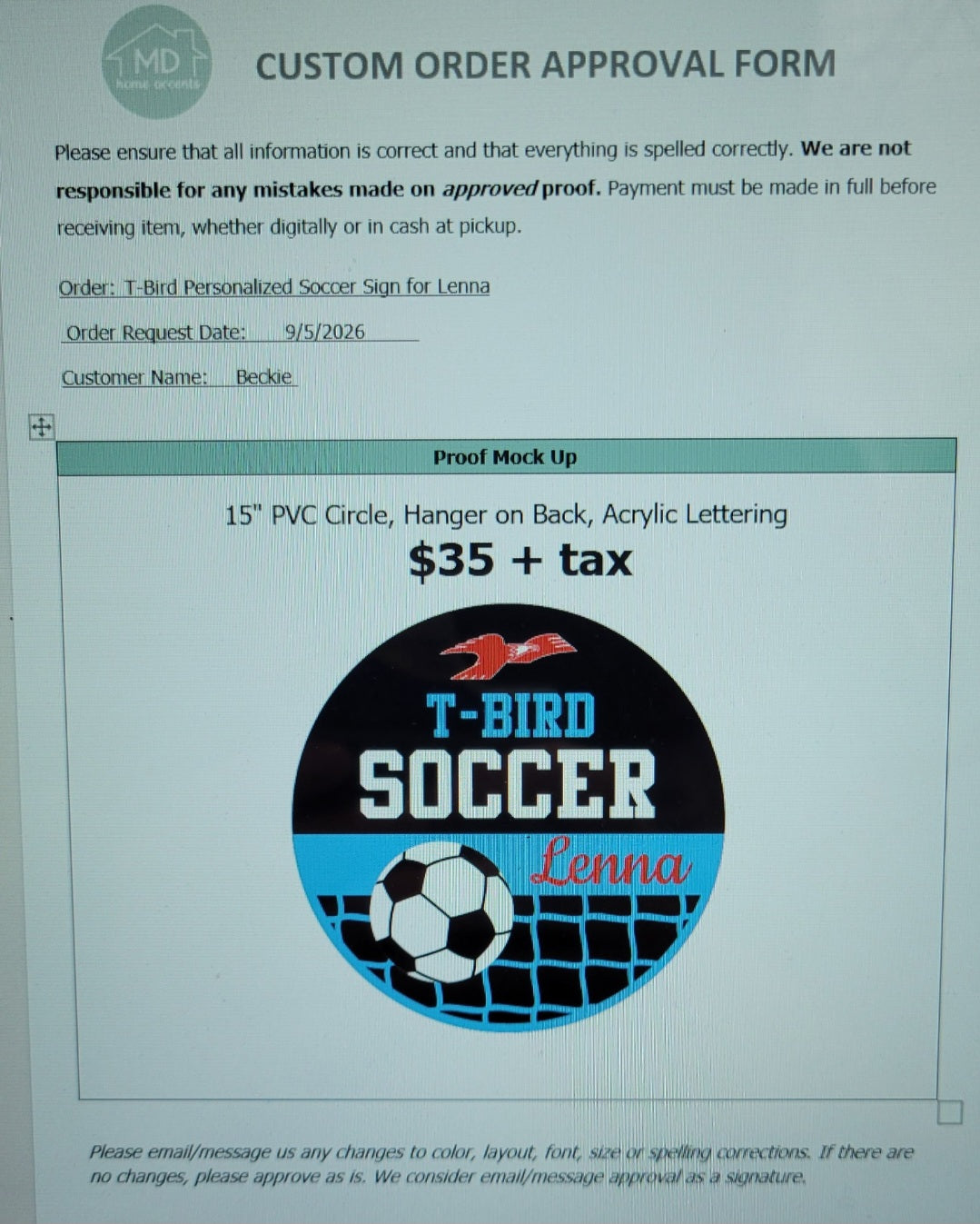 Lenna Soccer Sign