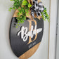 Last Name Door Hanger 15" - Black and Golden Oak