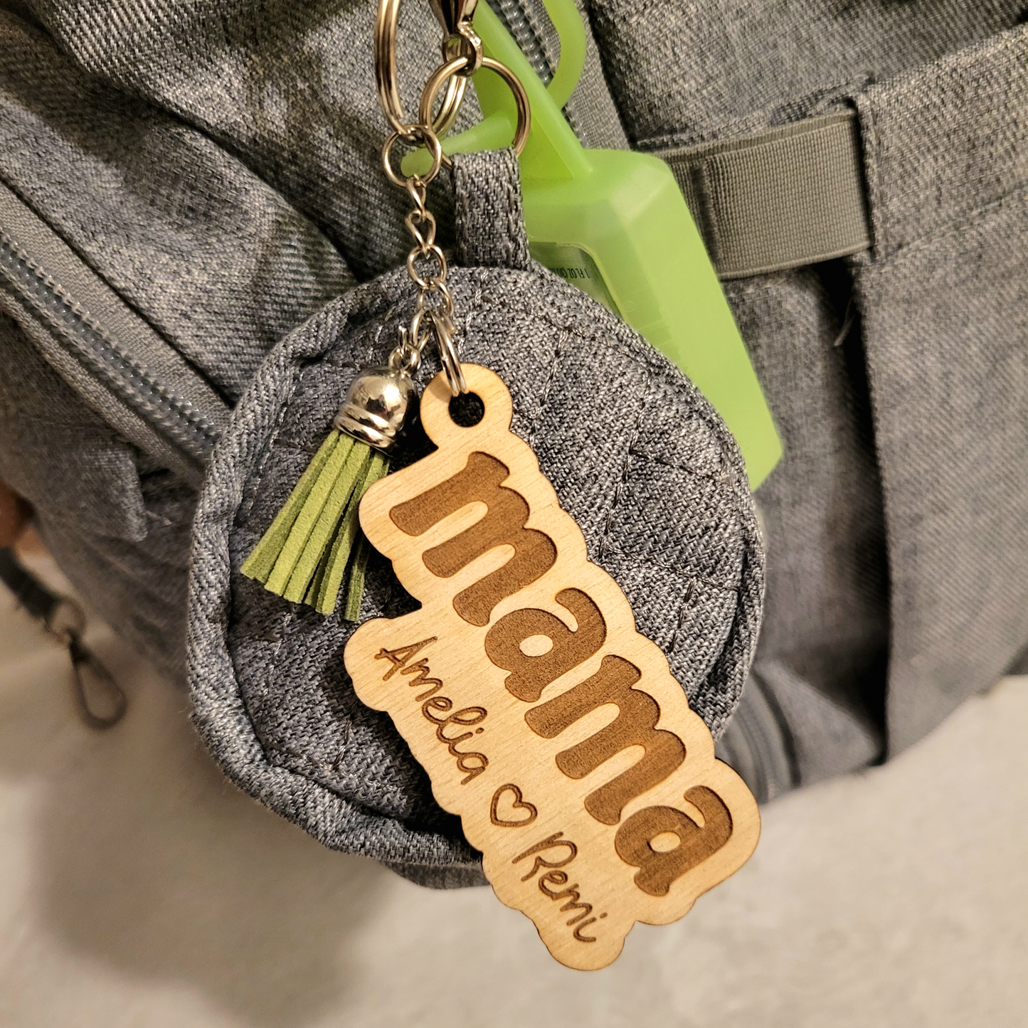 Mama Personalized Wood Key Chain