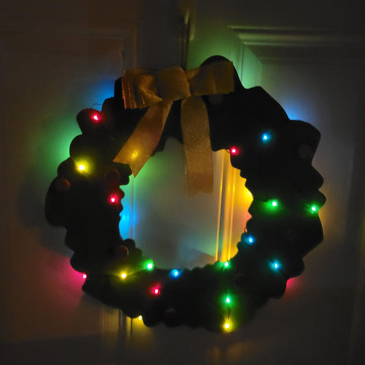 Light Up Christmas Wreath Door Hanger 15"