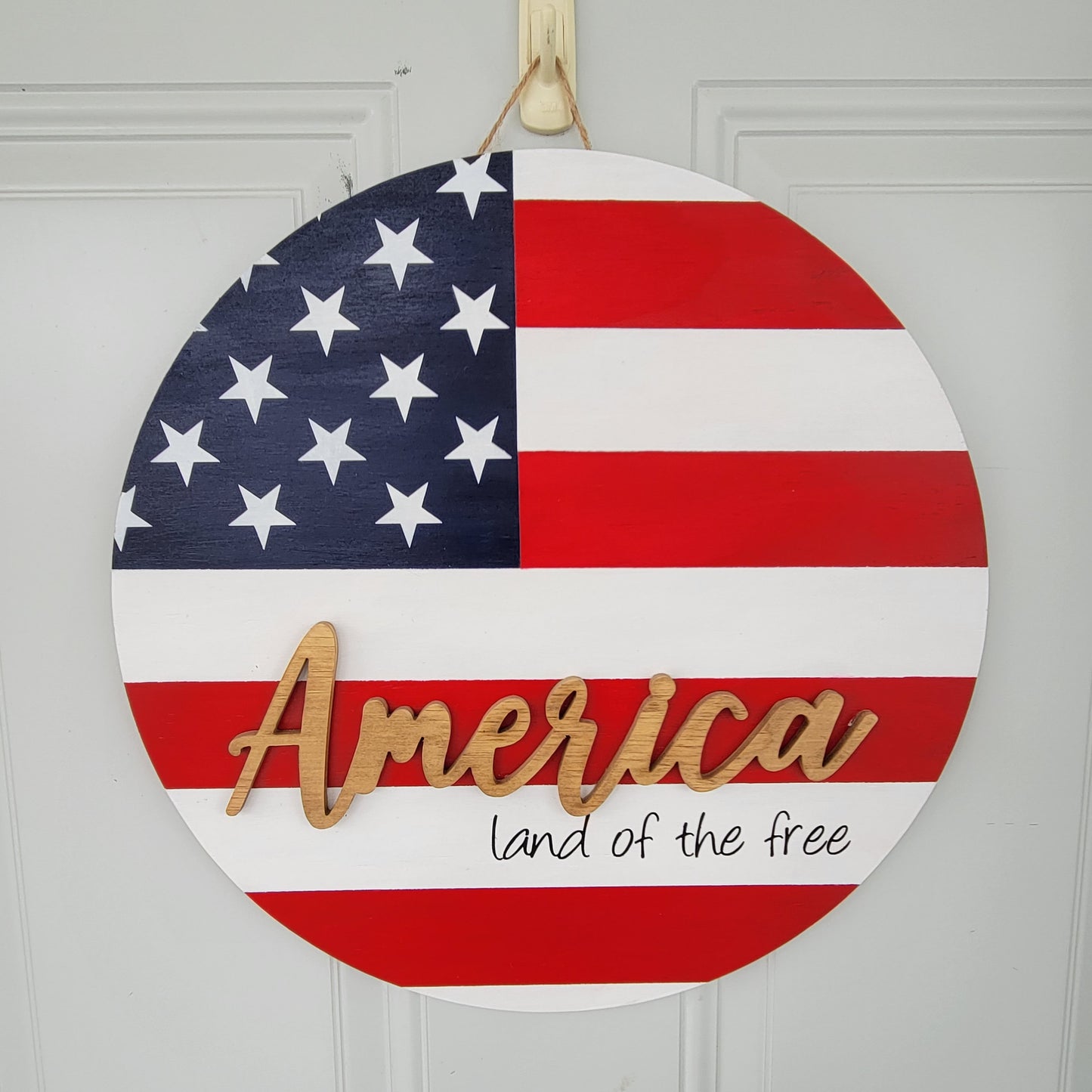 America Land of the Free Door Hanger 15"